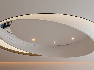 Sleek Modern Ceiling Design With Curved White Surface And Recessed LED Lights 3d model