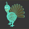 Cartoon Turkey Character With Brown Feathers Spread Tail Black Head And Yellow Feet