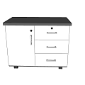 Modern Bookcase With Single Cabinet Door Three Drawers And Black Top Surface
