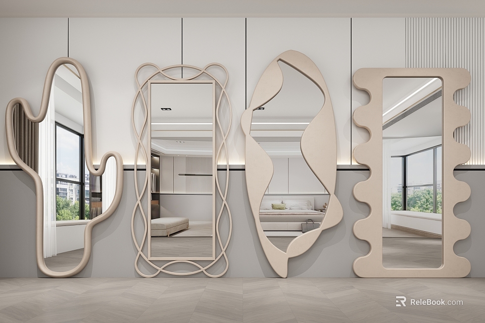 Modern Decorative Mirrors With Unique Shapes And Designs For Interior Wall Decoration 3d model 
