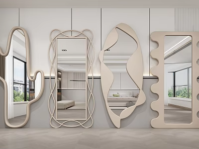 Modern Decorative Mirrors With Unique Shapes And Designs For Interior Wall Decoration 3d model
