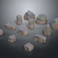 Natural Decorative Stone Collection Featuring Various Shapes Different Sizes And Textures 3d model