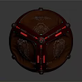 Red Transparent Helmet With Metallic Frame And Mesh Structural Details