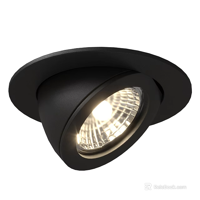 Modern Black Recessed Spotlight Downlight With Bright Lighting And Metal Design 3d model 