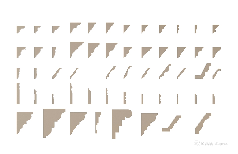 Different Types of Decorative Corner Moldings Design Elements For Interior Design Projects 3d model 
