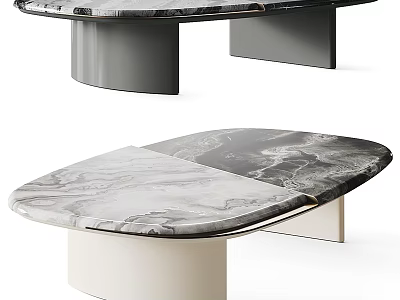 Modern Coffee Table With Marble Top And Sleek Minimalist Irregular Base Design 3d model