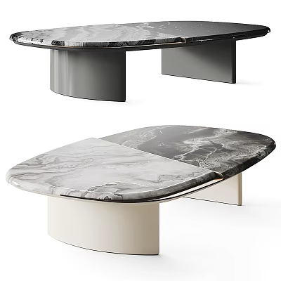 Modern Coffee Table With Marble Top And Sleek Minimalist Irregular Base Design 3d model