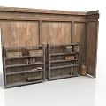 Rustic Wooden Wall Corner With Metal Shelves Holding Household Items Baskets Books And Jars