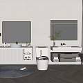 Modern Bathroom Vanity Design With Illuminated Mirror And Storage Cabinets