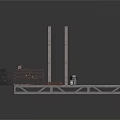 Construction Site Structure Components With Tall Columns Long Beam And Metal Platform
