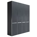 Modern Gray Wardrobe With Multiple Doors Smooth Surface And Sleek Metal Handles