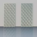 Two Fan Pattern Hinged Doors in Light Colored Wall with Reflective Floor 3d model