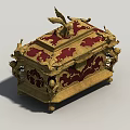 Three Shading Two Gold Treasure Chest Advanced High Order Angel Treasure Chest Cashbox Medieval Style Object Parts Scene 3d model