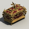 Three Shading Two Gold Treasure Chest Advanced High Order Angel Treasure Chest Cashbox Cashbox Medieval Style Object Parts Scene 3d model