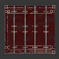 Red Metal Shipping Container with Textured Surface and Metal Hinges Frame