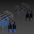 Heavy Duty Industrial Equipment With Metal Frame Structure Hanging Blue Cylinders