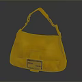 Stylish Yellow Handbag With Square Buckle And Leather Material For Daily Use