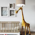 Adorable Unique Shaped Floor Lamp In Nursery Room With Baby Crib And Photo Frames
