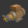 Golden Industrial Pump Motor With Shiny Metallic Texture And Detailed Components