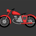 Red Vintage Motorcycle With Black Seat And Silver Metallic Classic Design Showcase