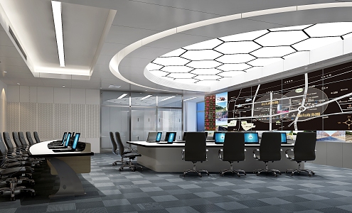 Modern Monitoring Room Traffic Monitoring Command Center 3d model