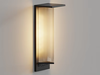 Modern Minimalist Wall Sconce With Black Metal Frame And Striped Glass Shade For Soft Lighting 3d model