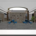 Preventive Medicine Clinic Interior With Wooden Reception Desk Round Lighting And Green Plants