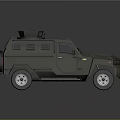 Military Green Armored Vehicle With Roof Mounted Equipment Off Road Tires And Sturdy Design