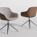 Modern Office Chairs with Light Gray and Brown Upholstery Metal Star Base