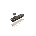 Elegant Modern Kitchen Dining Table With Marble Top And Gold Metal Frame 3d model