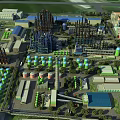 Large Scale Industrial Plant With Multiple Facilities Storage Tanks And Pipeline Structures Layout 3d model