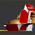 Delicious Fast Food Meal With Hamburger In Open Box Crispy Fries And Cold Drink