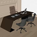 Modern Office Chair With Gray Wheels And Brown Leather Design For Work Desk With Computer