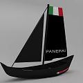 Panerai Black Sailboat Model With Green White Red Flag Colors