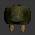 Hippo Shaped Green Sofa Stool With Yellow Legs And Nose