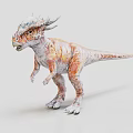 Colorful Horned Dinosaur With White Orange Red Skin In Standing Pose Realistic