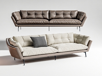 Leather Sofa Double Sofa 3d model