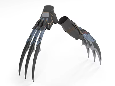 Metallic Hand Claw Weapon With Sharp Blades And Armored Design 3d model