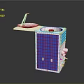 3D Rendered Satellite Model Featuring Blue Solar Panels White Structure And Circular Top Antenna Component