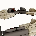 Modern Sectional Sofa With Beige Dark Gray Cushions Modular Comfortable Design 3d model