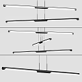 Modern Linear Pendant Light Design With Sleek Black Metal Frame And LED Illumination For Living Room