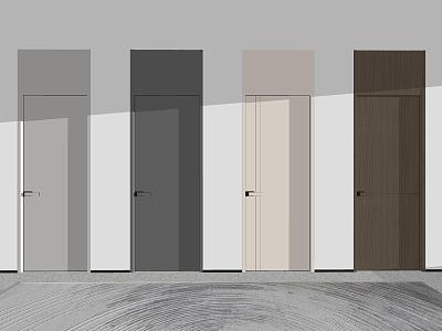 Single door room door entry door bedroom door swing door security door wood grain metal door 3d model