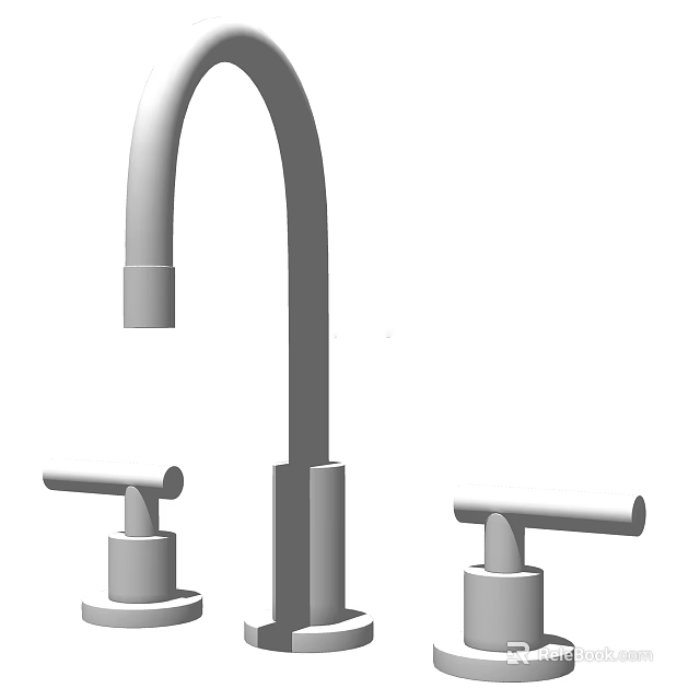 Modern Bathroom Faucet with Dual Handles and Sleek Chrome Design 3d model 