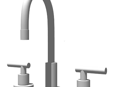 Modern Bathroom Faucet with Dual Handles and Sleek Chrome Design 3d model
