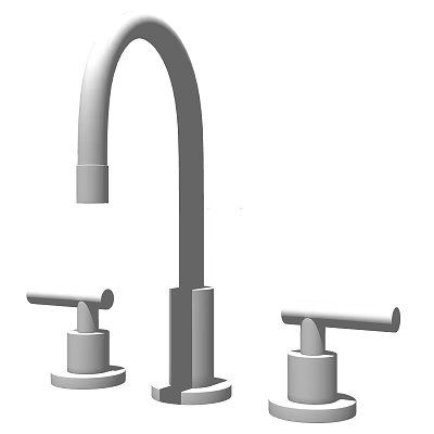 Modern Bathroom Faucet with Dual Handles and Sleek Chrome Design 3d model