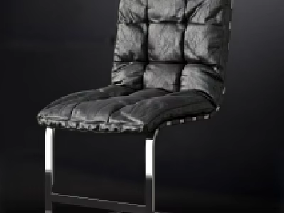 Modern Black Leather Office Chair With Diamond Stitching And Metal Frame Design 3d model