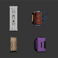 Colorful Travel Luggage Collection With Purple Rolling Suitcase Silver Handbag And Brown Backpack