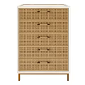 Modern Chest of Drawers with Woven Drawer Fronts and Light Wood Finish Design