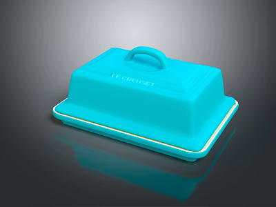 Elegant Turquoise Dinnerware Set with Rectangular Lid and Tray for Dining Table Use 3d model