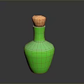 Fresh Food Ingredient Stored in Green Glass Bottle with Natural Cork Stopper